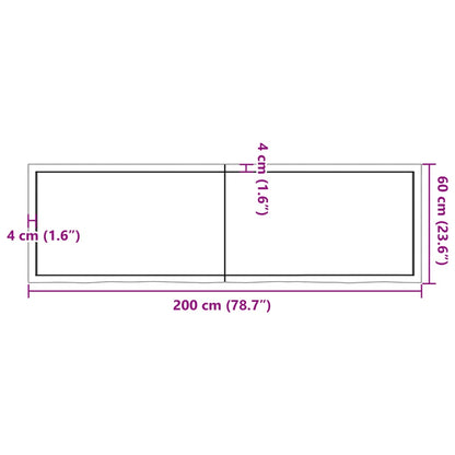 Vägghylla ljusbrun 200x60x(2-4) cm behandlad massiv ek