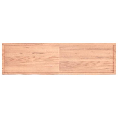 Vägghylla ljusbrun 220x60x(2-4) cm behandlad massiv ek