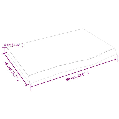 Vägghylla mörkbrun 60x40x(2-4) cm behandlad massiv ek