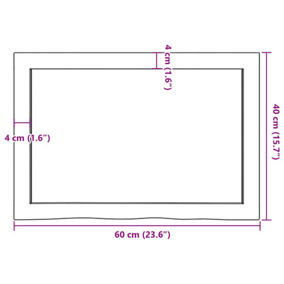 Vägghylla mörkbrun 60x40x(2-6) cm behandlad massiv ek