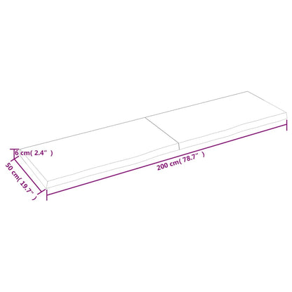 Vägghylla mörkbrun 200x50x(2-6) cm behandlad massiv ek