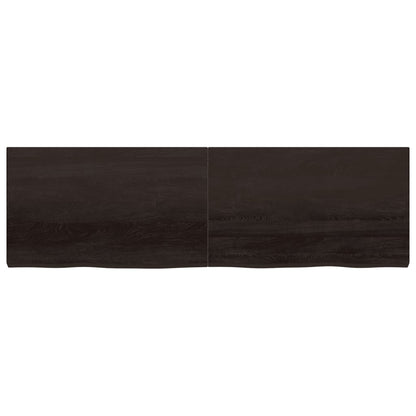 Vägghylla mörkbrun 200x60x(2-6) cm behandlad massiv ek