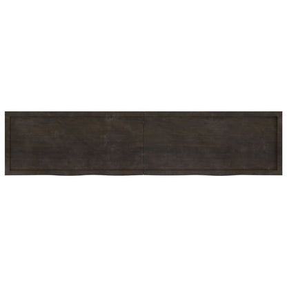 Vägghylla mörkbrun 220x50x(2-6) cm behandlad massiv ek