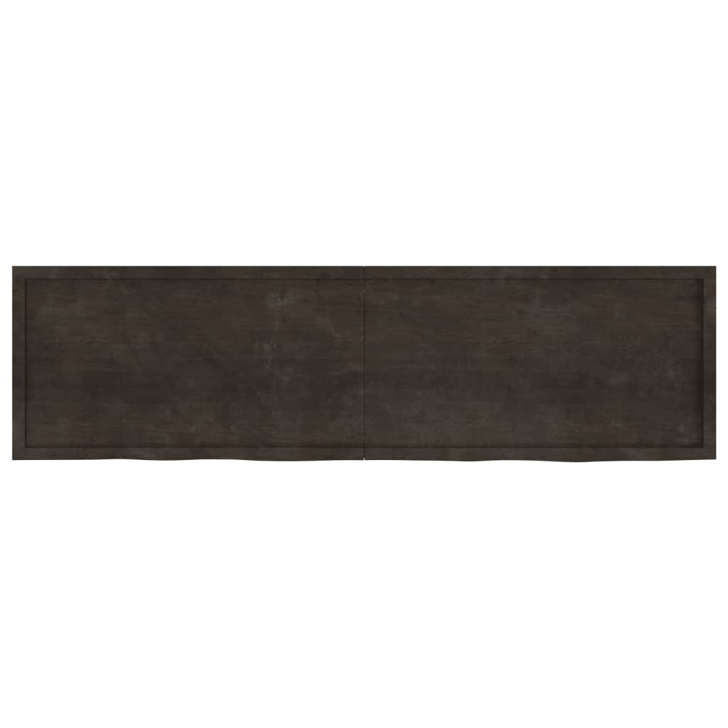 Vägghylla mörkbrun 220x60x(2-6) cm behandlad massiv ek