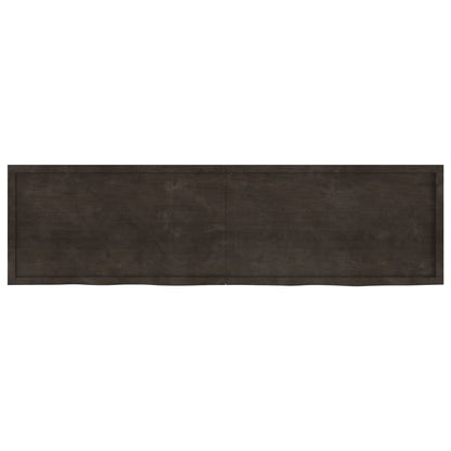 Vägghylla mörkbrun 220x60x(2-6) cm behandlad massiv ek