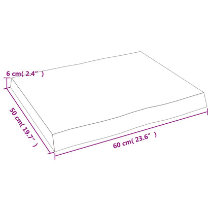 Bordsskiva 60x50x(2-6) cm obehandlad massiv ek levande kant