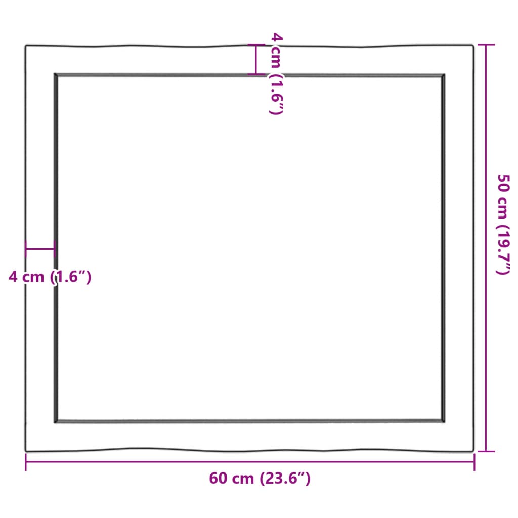 Bordsskiva 60x50x(2-6) cm obehandlad massiv ek levande kant