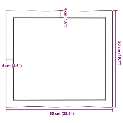 Bordsskiva 60x50x(2-6) cm obehandlad massiv ek levande kant