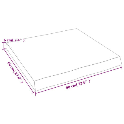 Bordsskiva 60x60x(2-6) cm obehandlad massiv ek levande kant