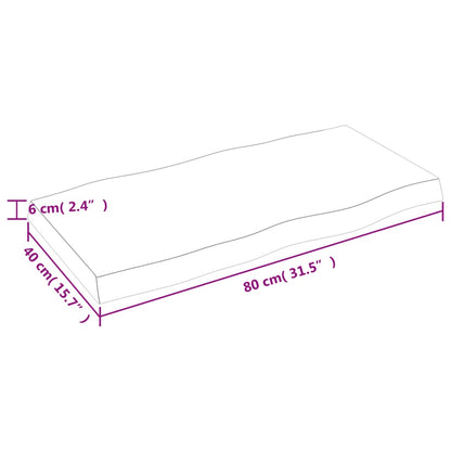 Bordsskiva 80x40x(2-6) cm obehandlad massiv ek levande kant