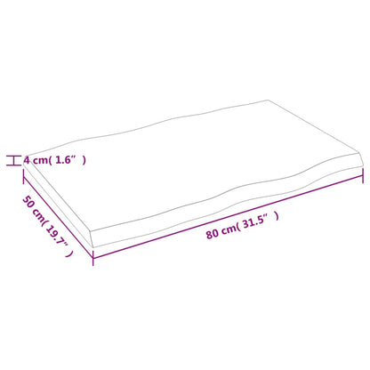 Bordsskiva 80x50x(2-4) cm obehandlad massiv ek levande kant