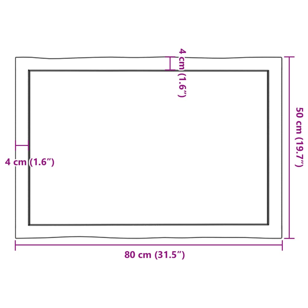 Bordsskiva 80x50x(2-4) cm obehandlad massiv ek levande kant