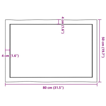 Bordsskiva 80x50x(2-4) cm obehandlad massiv ek levande kant