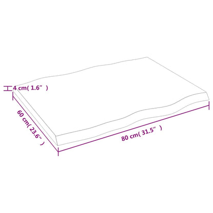 Bordsskiva 80x60x(2-4) cm obehandlad massiv ek levande kant