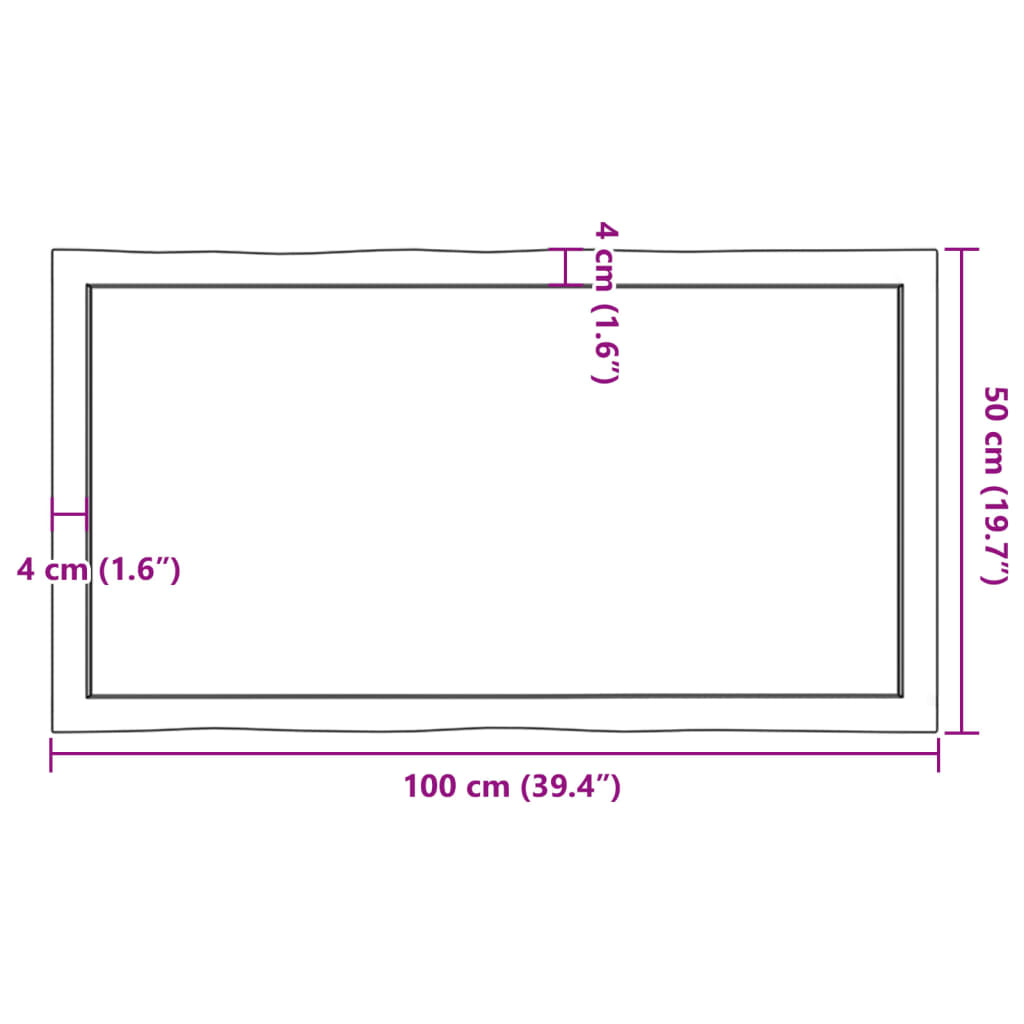 Bordsskiva 100x50x(2-6) cm obehandlad massiv ek levande kant