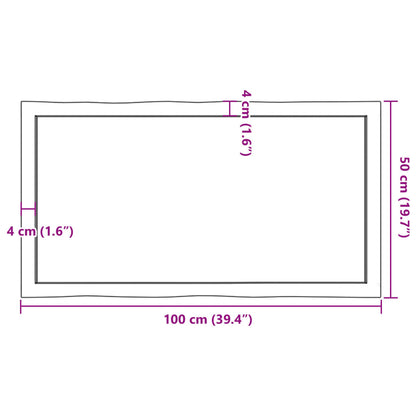 Bordsskiva 100x50x(2-6) cm obehandlad massiv ek levande kant