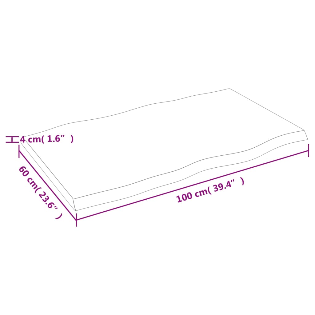 Bordsskiva 100x60x(2-4) cm obehandlad massiv ek levande kant