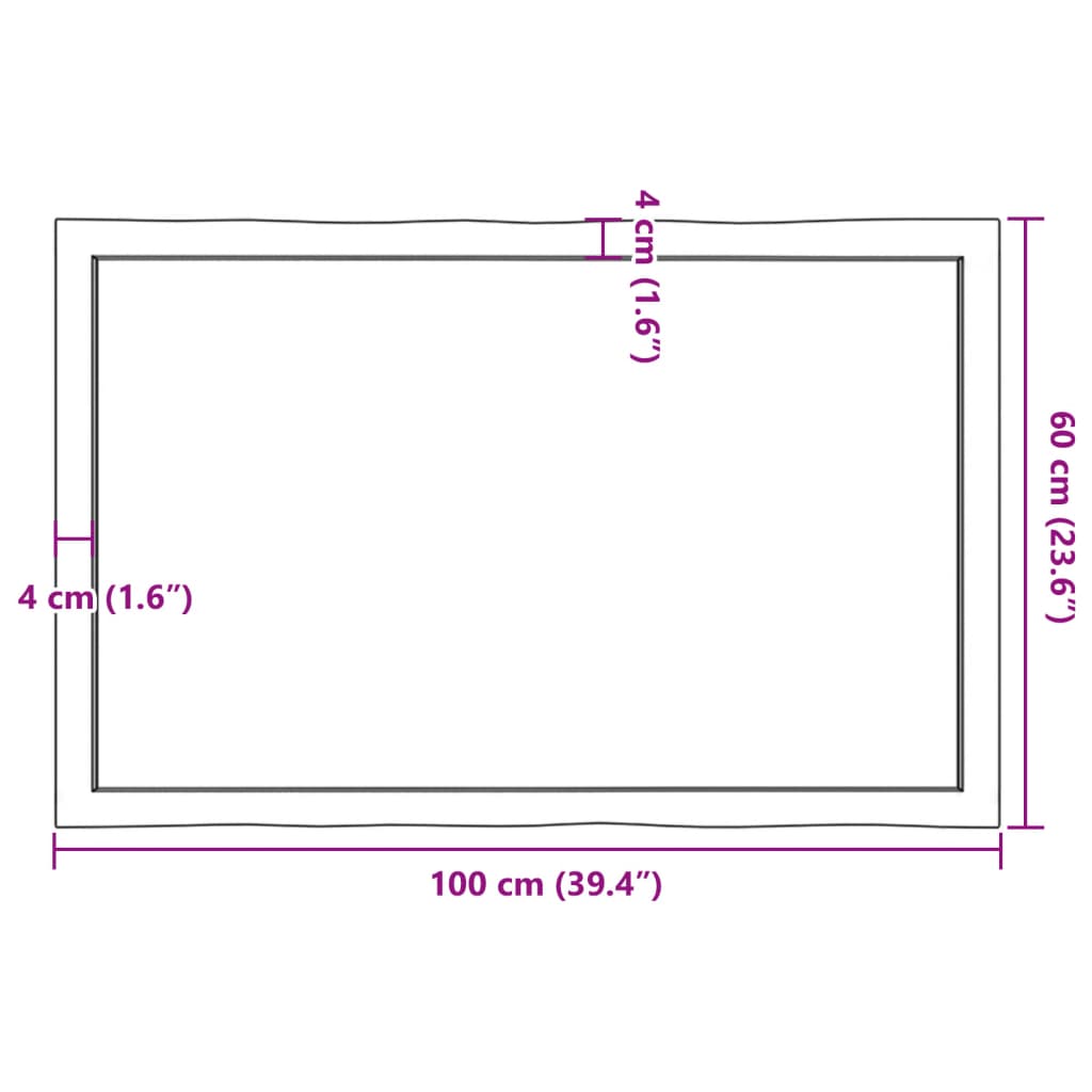 Bordsskiva 100x60x(2-4) cm obehandlad massiv ek levande kant