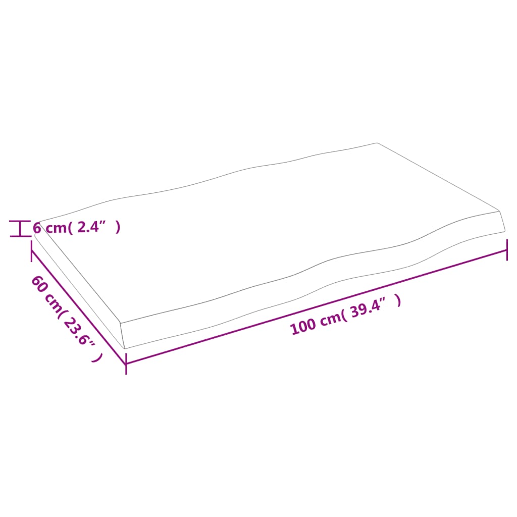 Bordsskiva 100x60x(2-6) cm obehandlad massiv ek levande kant