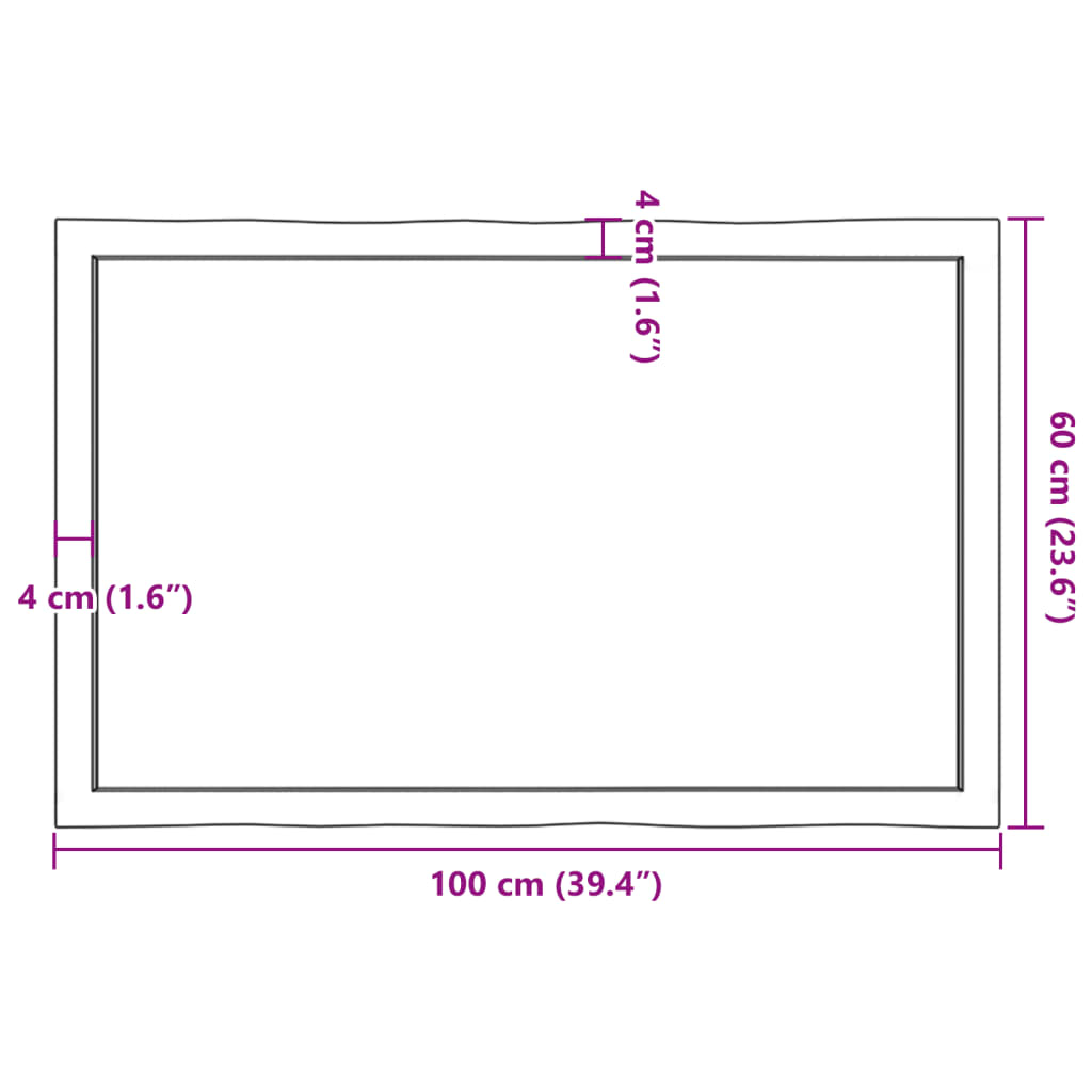 Bordsskiva 100x60x(2-6) cm obehandlad massiv ek levande kant