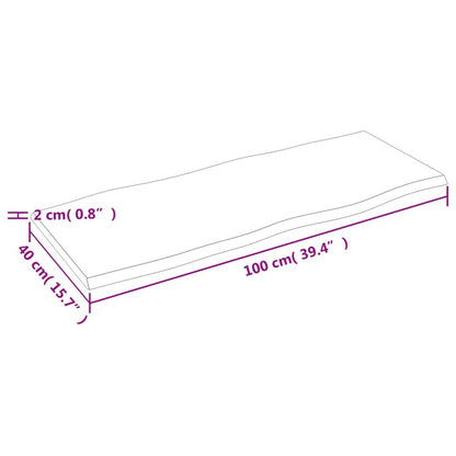 Bordsskiva ljusbrun 100x40x2cm behandlad massiv ek levande kant