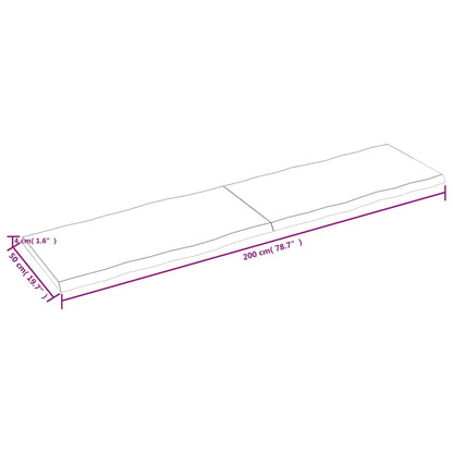 Bordsskiva ljusbrun 200x50x(2-4) cm massivt trä levande kant