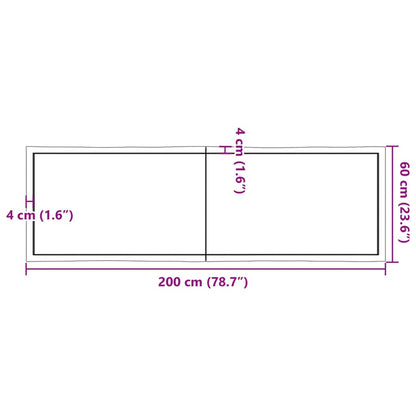 Bordsskiva ljusbrun 200x60x(2-4) cm massivt trä levande kant