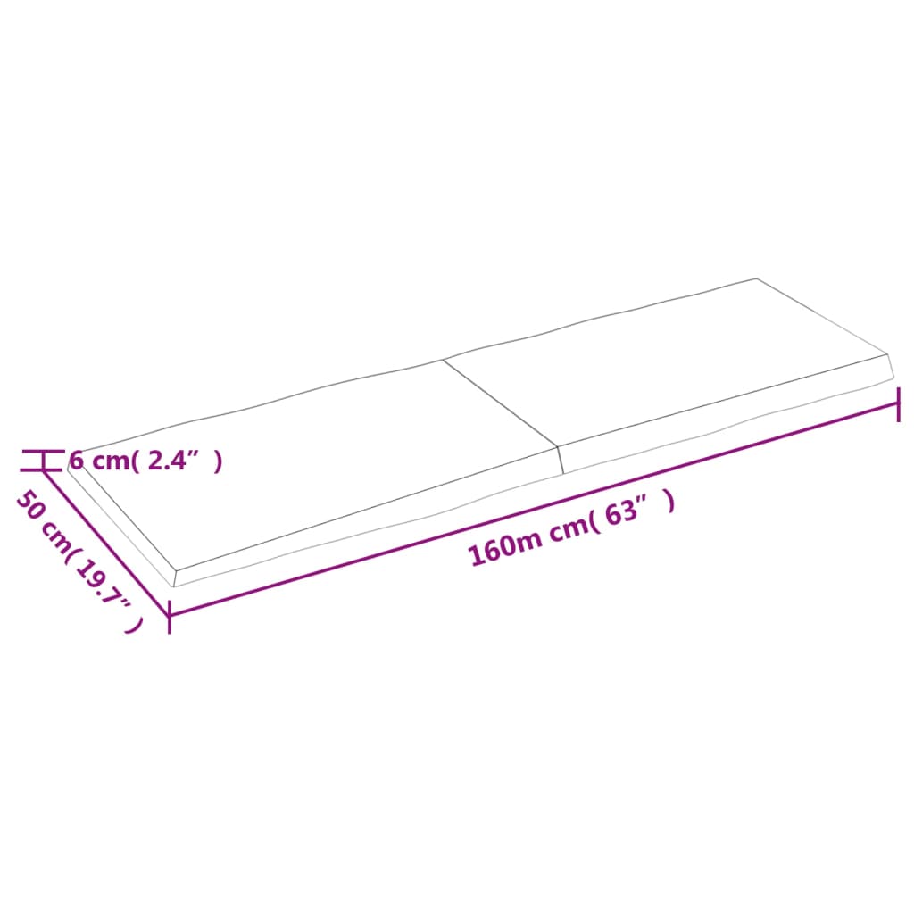 Bordsskiva mörkbrun 160x50x(2-6) cm massivt trä levande kant