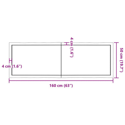 Bordsskiva mörkbrun 160x50x(2-6) cm massivt trä levande kant