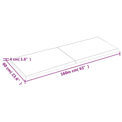 Bordsskiva mörkbrun 160x60x(2-4) cm massivt trä levande kant