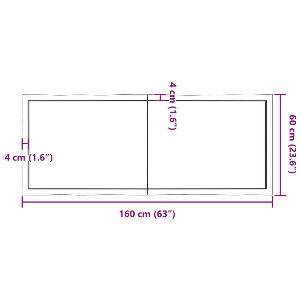 Bordsskiva mörkbrun 160x60x(2-4) cm massivt trä levande kant