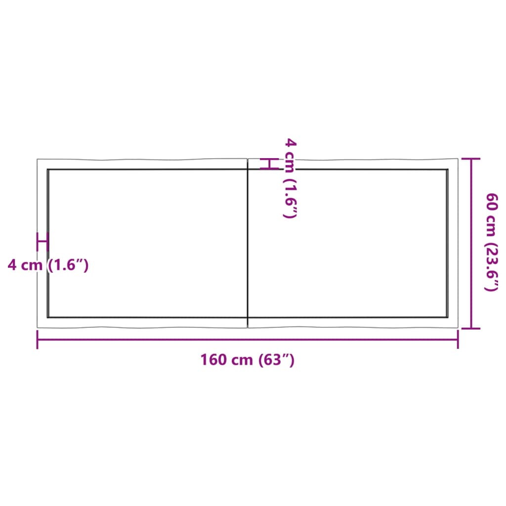 Bordsskiva mörkbrun 160x60x(2-6) cm massivt trä levande kant