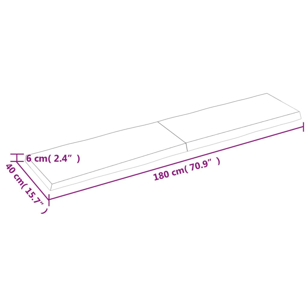 Bordsskiva mörkbrun 180x40x(2-6) cm massivt trä levande kant