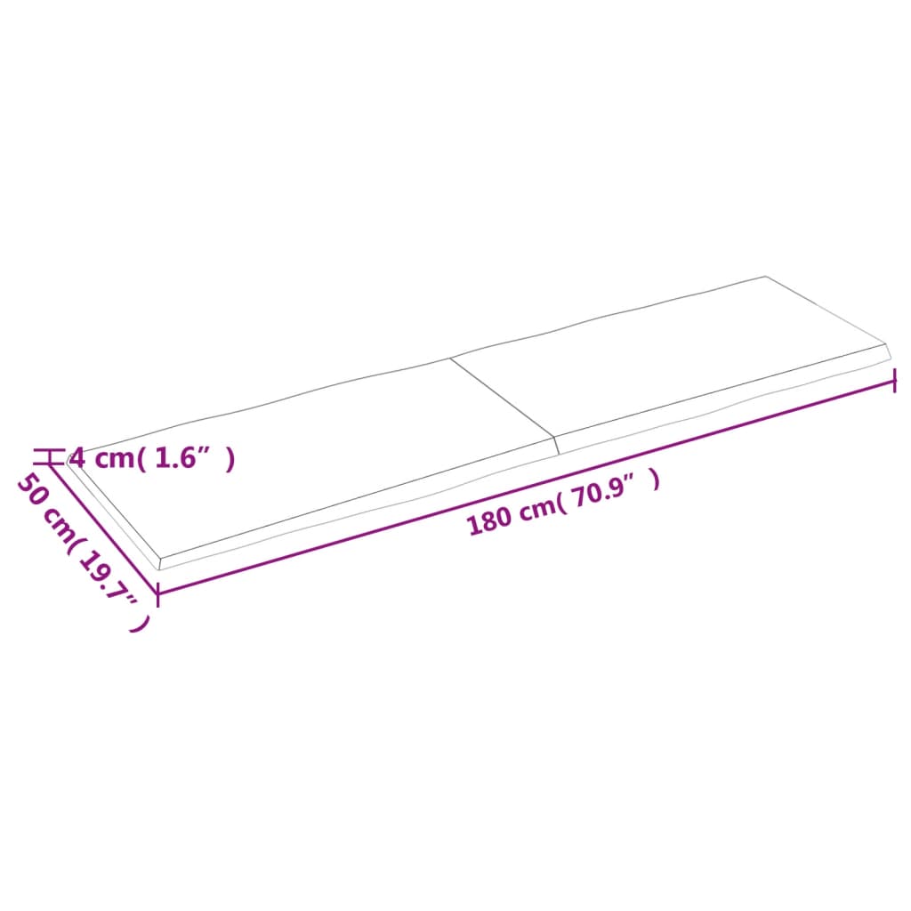 Bordsskiva mörkbrun 180x50x(2-4) cm massivt trä levande kant