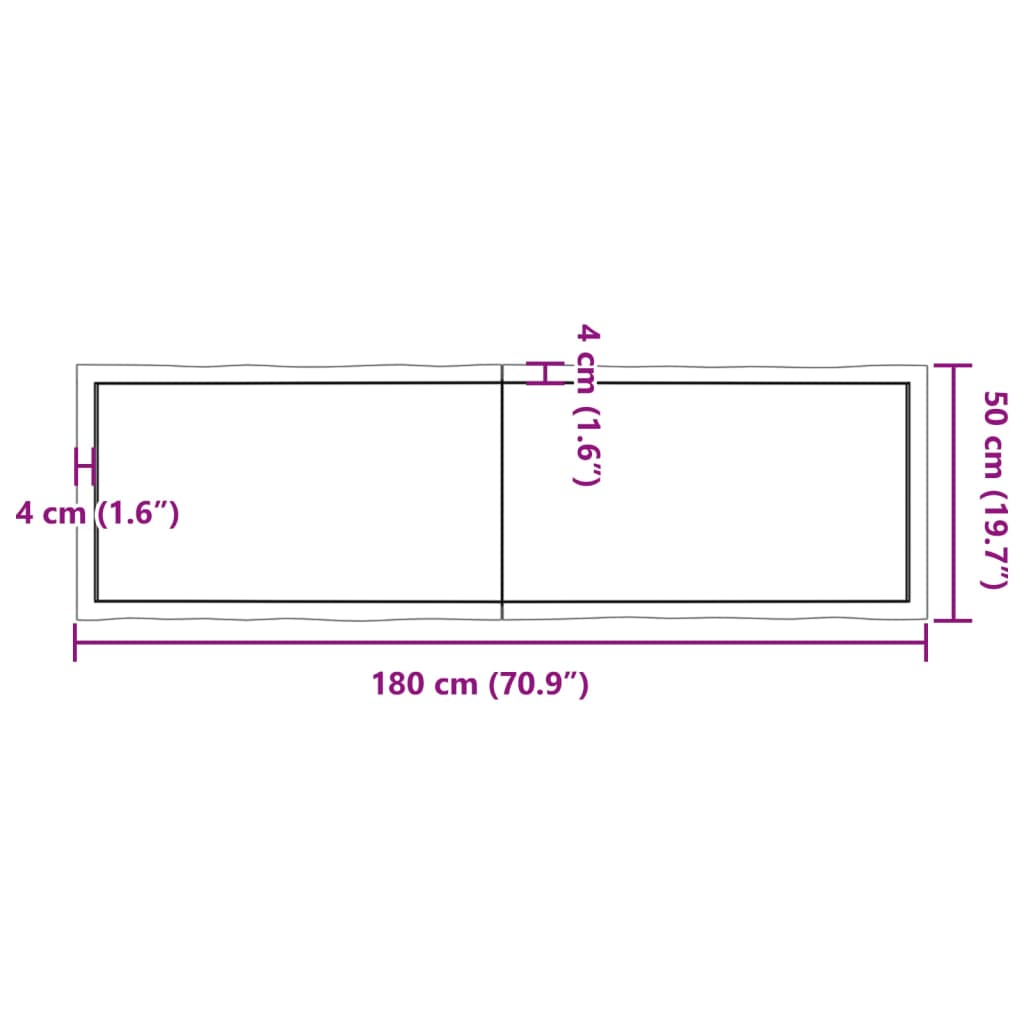 Bordsskiva mörkbrun 180x50x(2-4) cm massivt trä levande kant