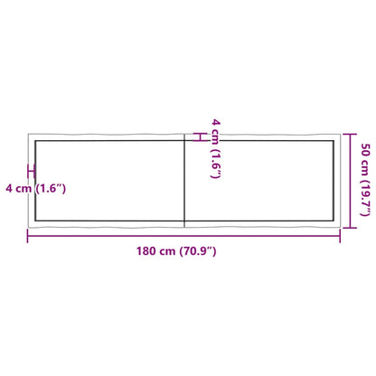 Bordsskiva mörkbrun 180x50x(2-4) cm massivt trä levande kant