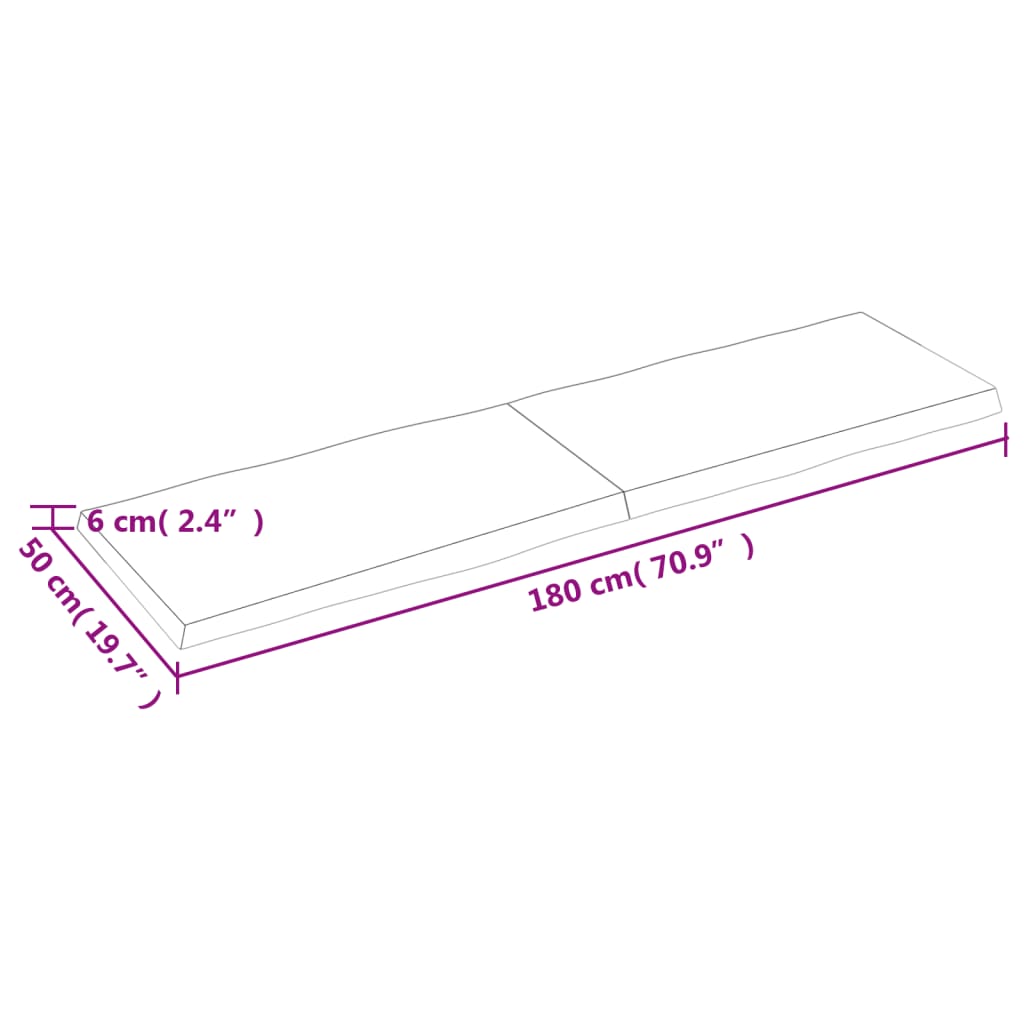 Bordsskiva mörkbrun 180x50x(2-6) cm massivt trä levande kant