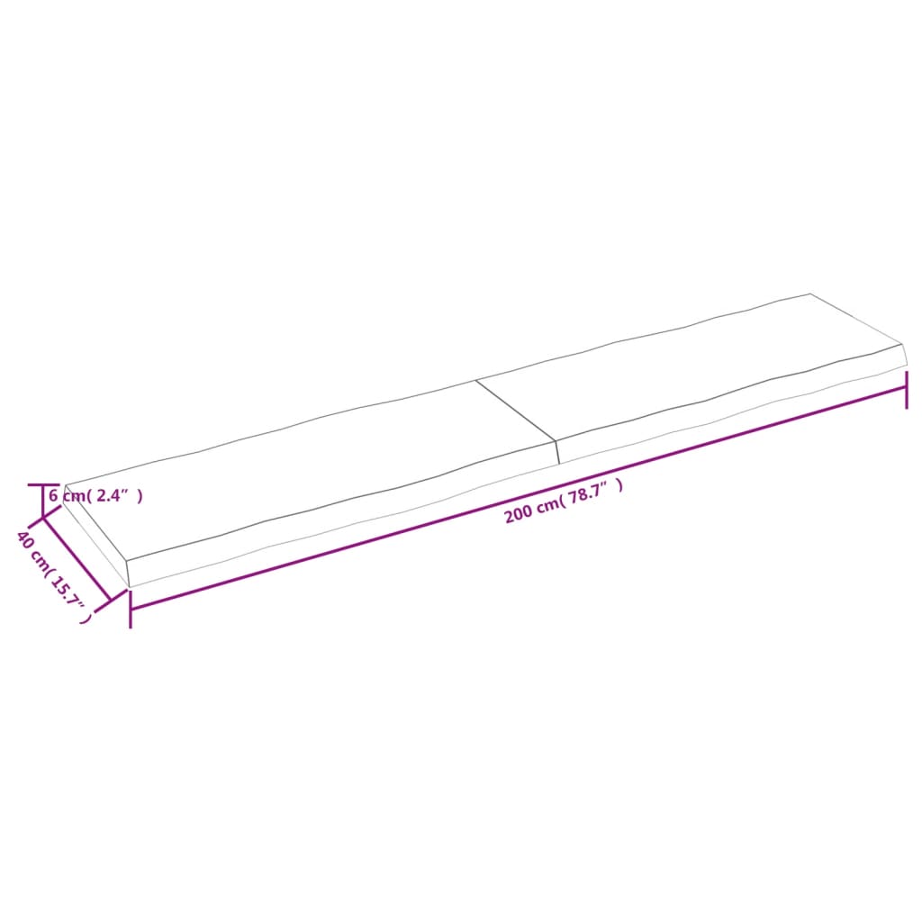 Bordsskiva mörkbrun 200x40x(2-6) cm massivt trä levande kant