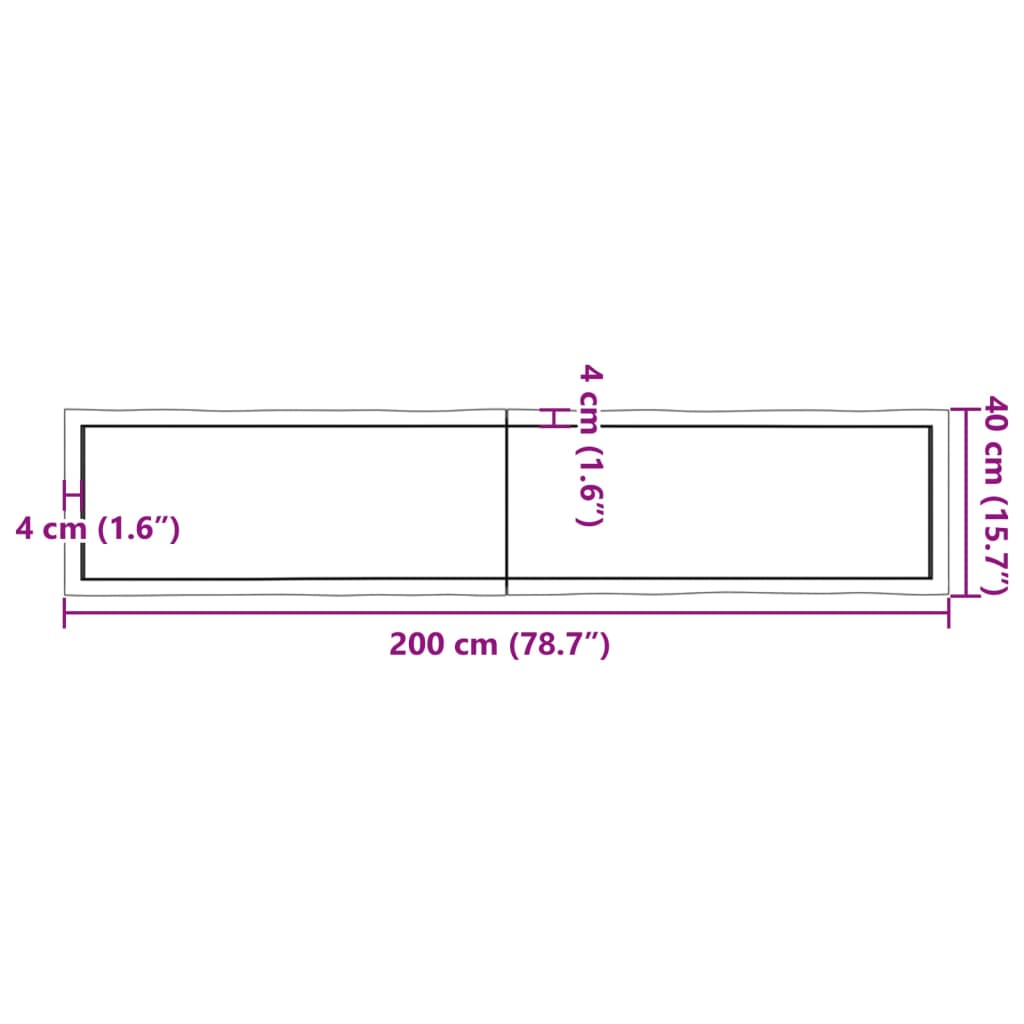 Bordsskiva mörkbrun 200x40x(2-6) cm massivt trä levande kant