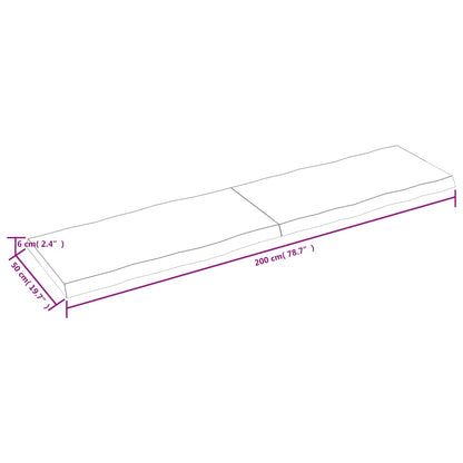 Bordsskiva mörkbrun 200x50x(2-6) cm massivt trä levande kant