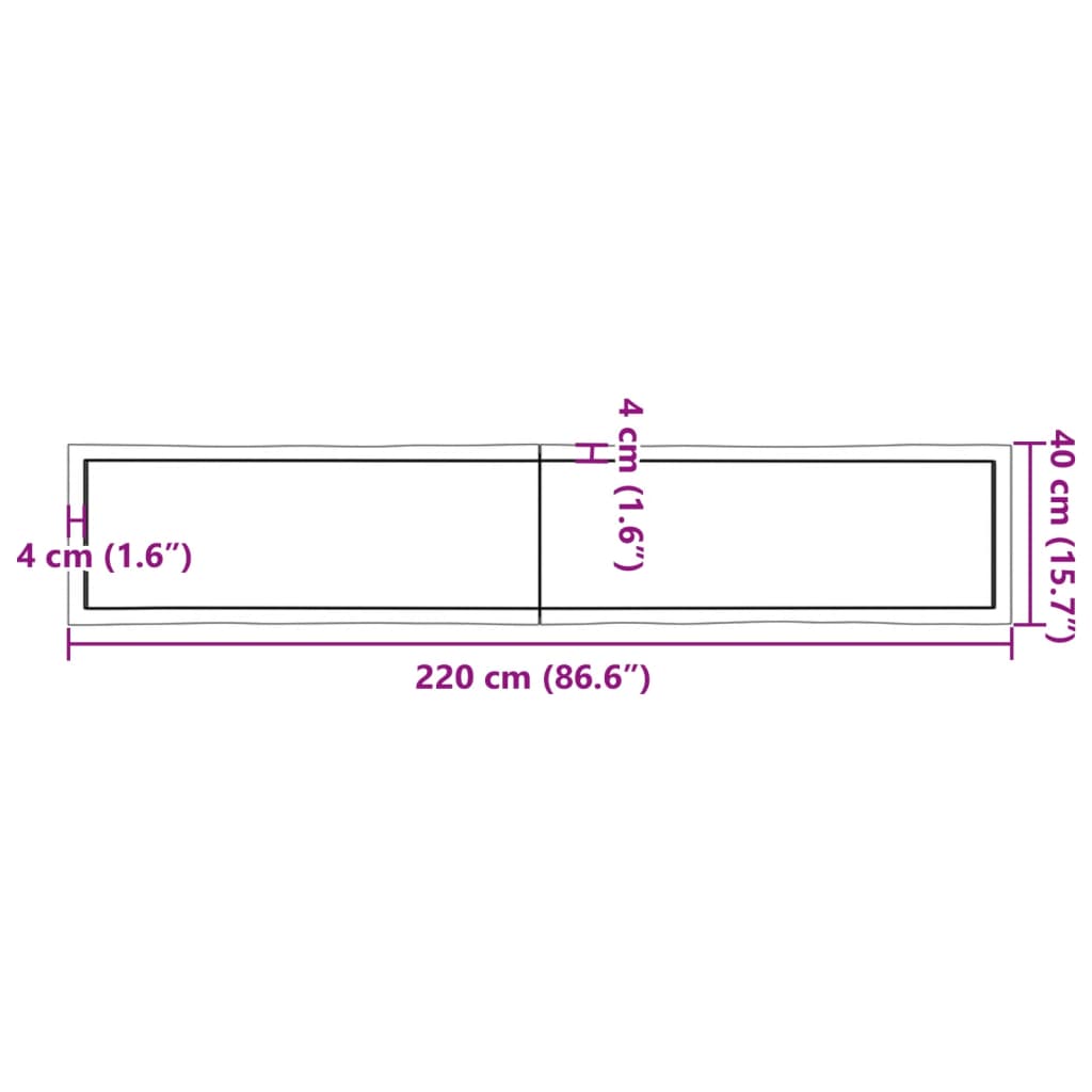 Bordsskiva mörkbrun 220x40x(2-6) cm massivt trä levande kant