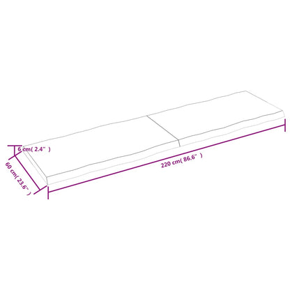 Bordsskiva mörkbrun 220x60x(2-6) cm massivt trä levande kant