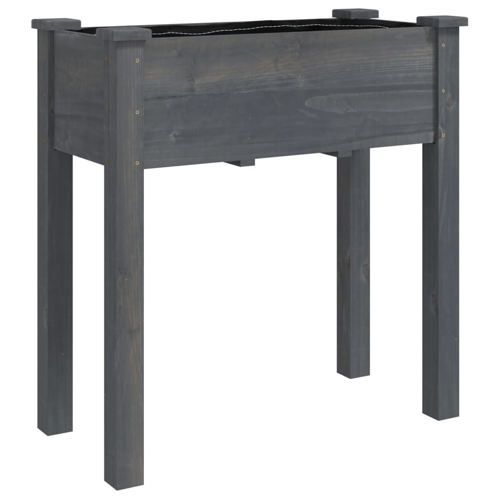 Odlingslåda med foder grå 71x37x76 cm massivt granträ