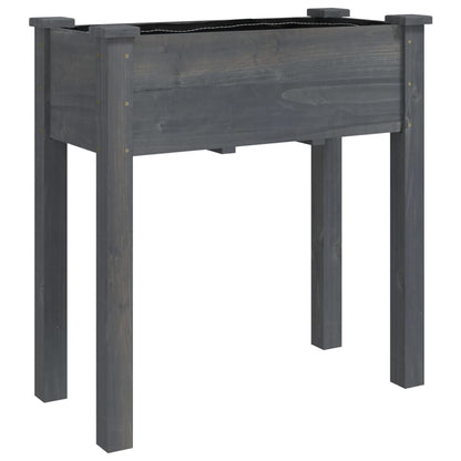 Odlingslåda med foder grå 71x37x76 cm massivt granträ