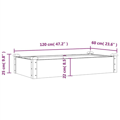 Odlingslåda med foder 120x60x25 cm massivt granträ