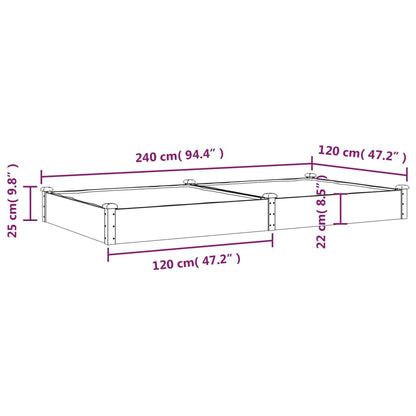 Odlingslåda med foder 240x120x25 cm massivt granträ