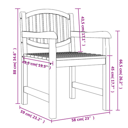 Trädgårdsstolar 2 st 58x59x88 cm massiv teak