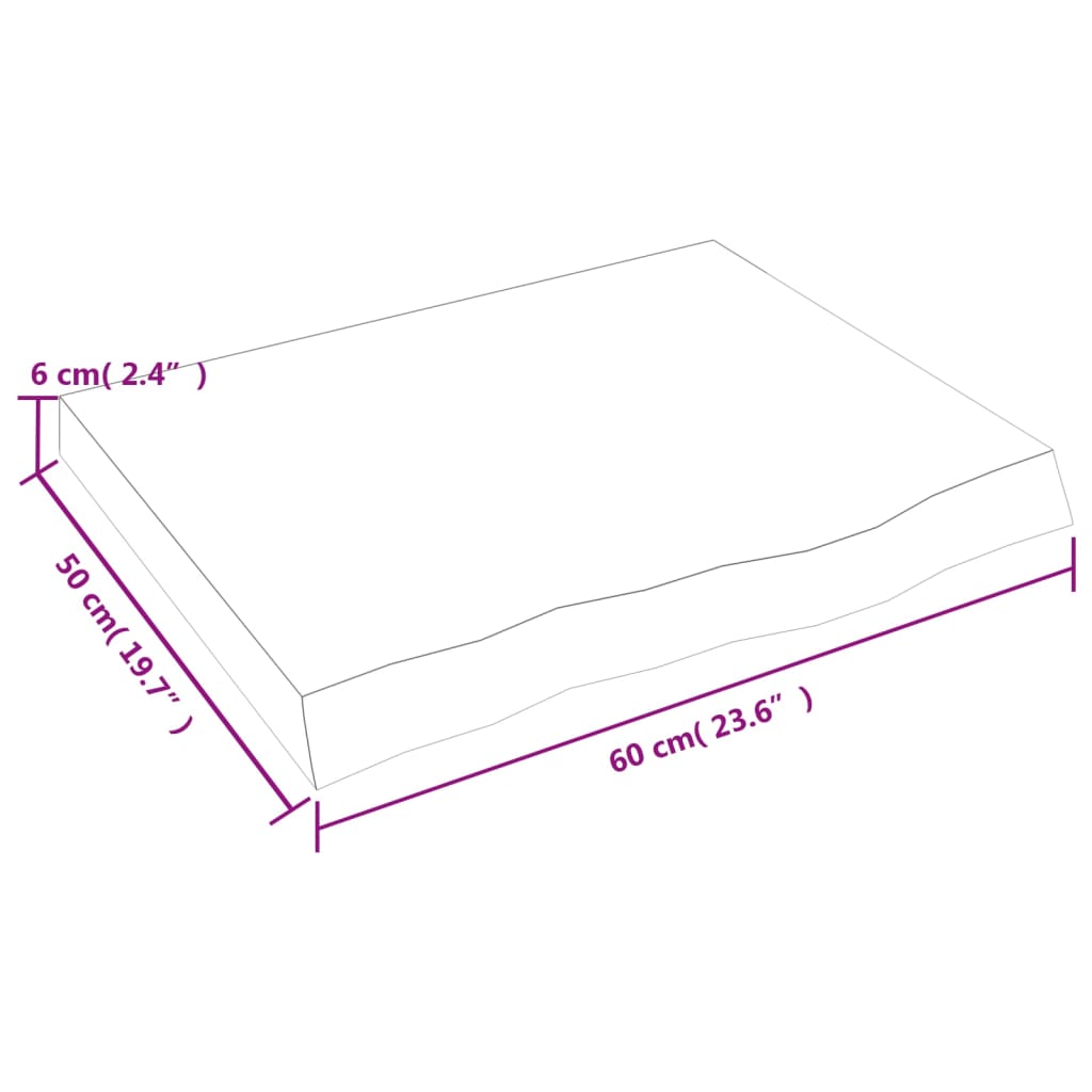 Bordsskiva 60x50x(2-6) cm obehandlad massiv ek