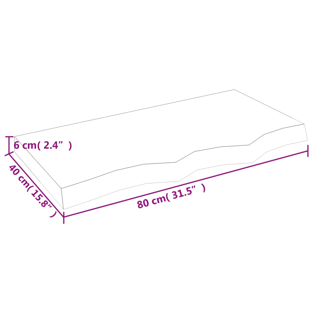 Bordsskiva 80x40x(2-6) cm obehandlad massiv ek