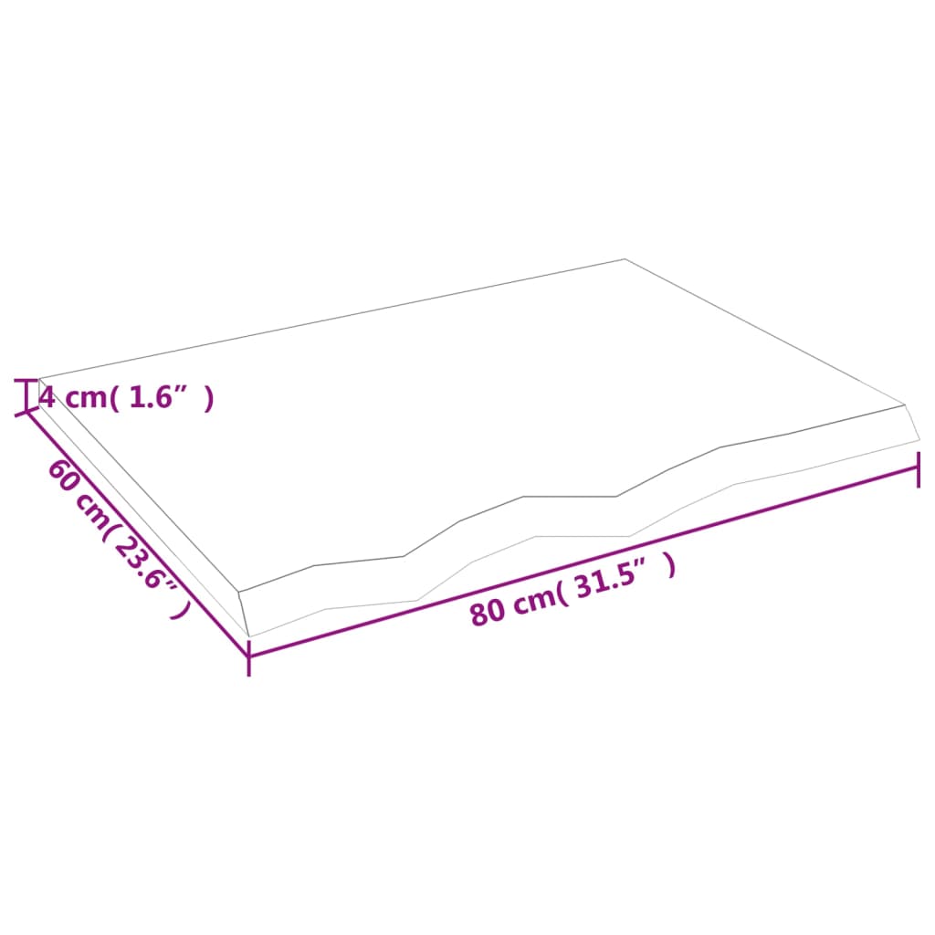 Bordsskiva 80x60x(2-4) cm obehandlad massiv ek